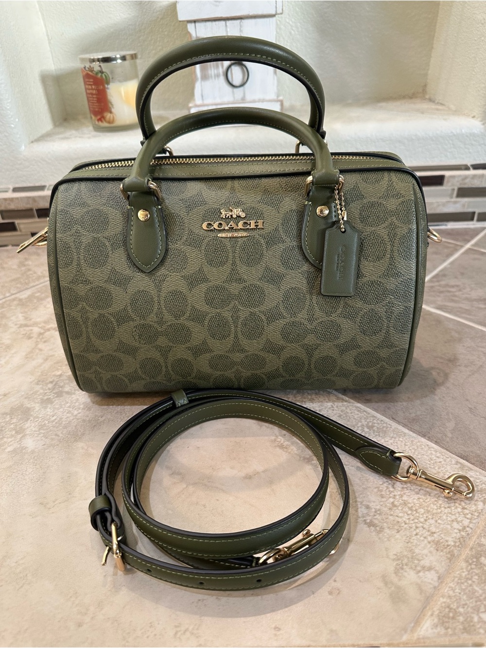 Coach Rowan Olive Signature Satchel